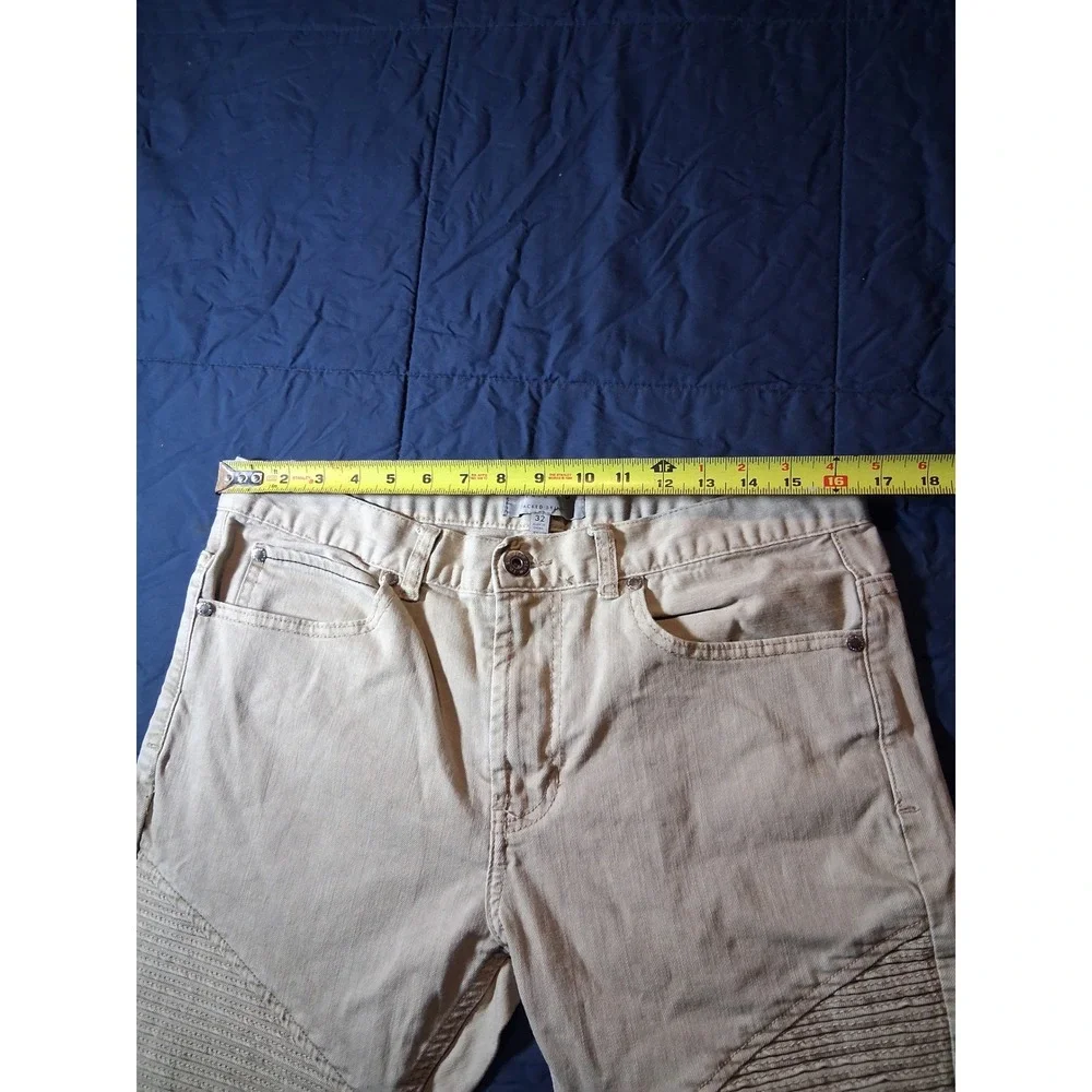 Bullhead Denim Co Mens 32 Stacked Skinny Moto‎ Distressed Tan Khaki Jeans Pants